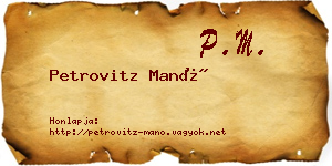 Petrovitz Manó névjegykártya